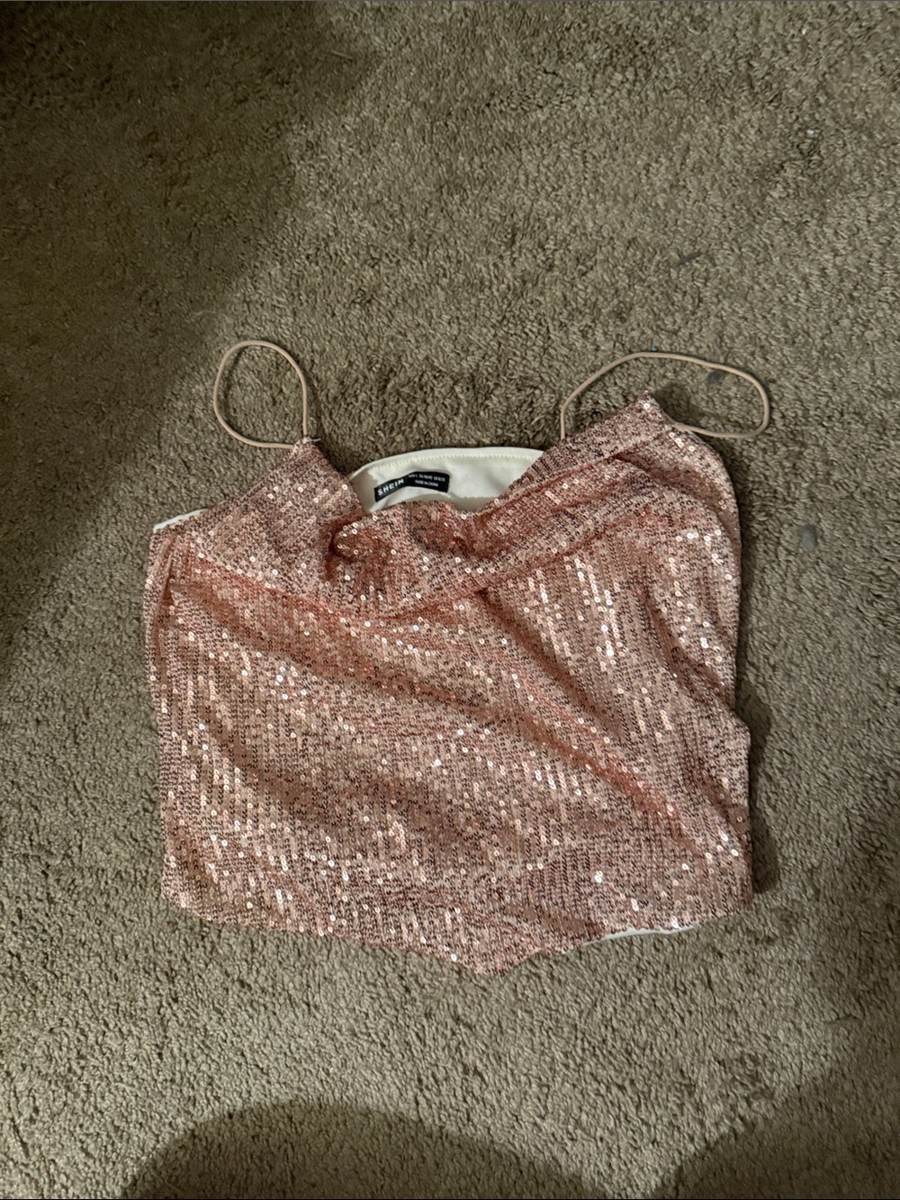 SHEIN Rose Sequin Cowl Spaghetti Strap Camisole